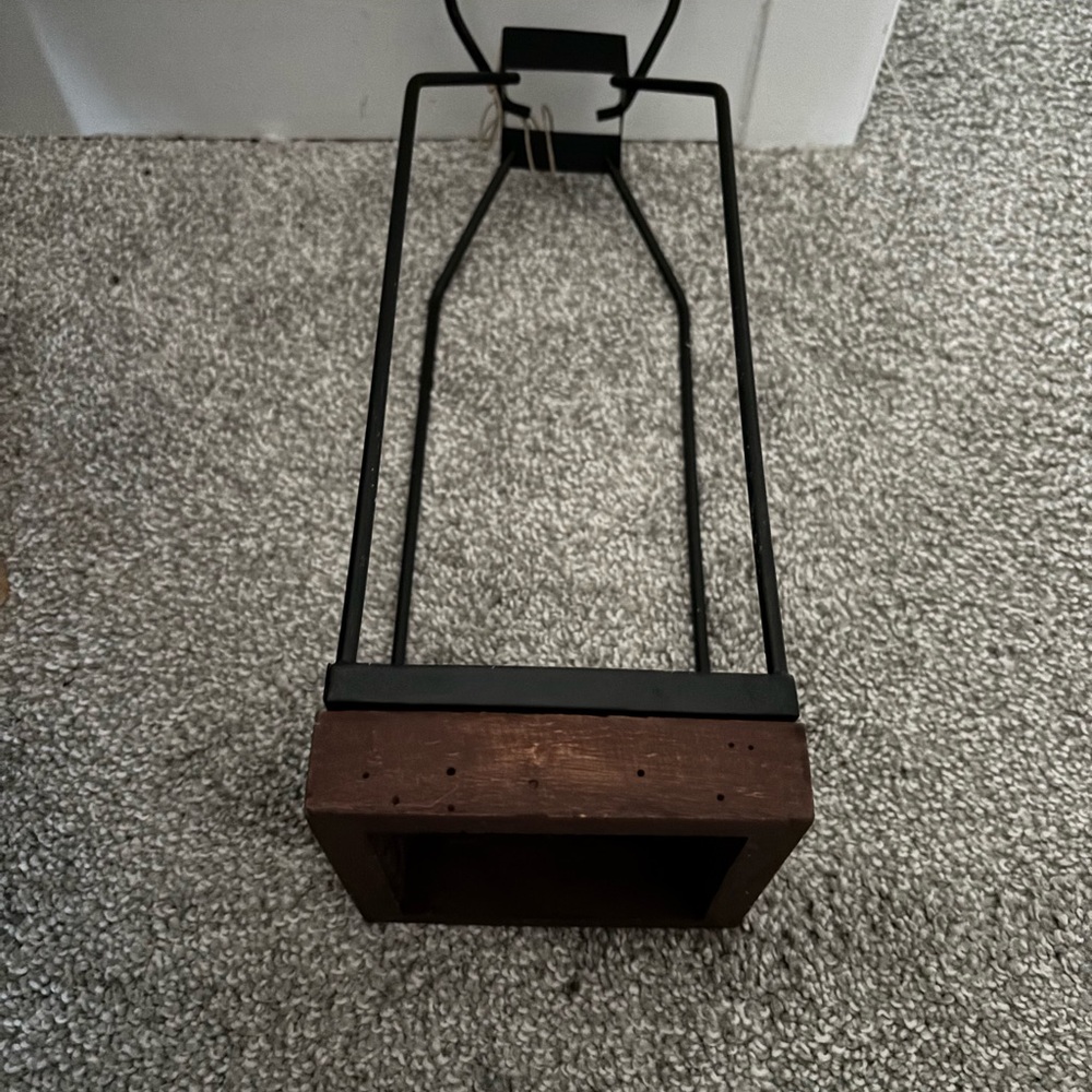 Black Metal and Brown Wood Wall Sconce